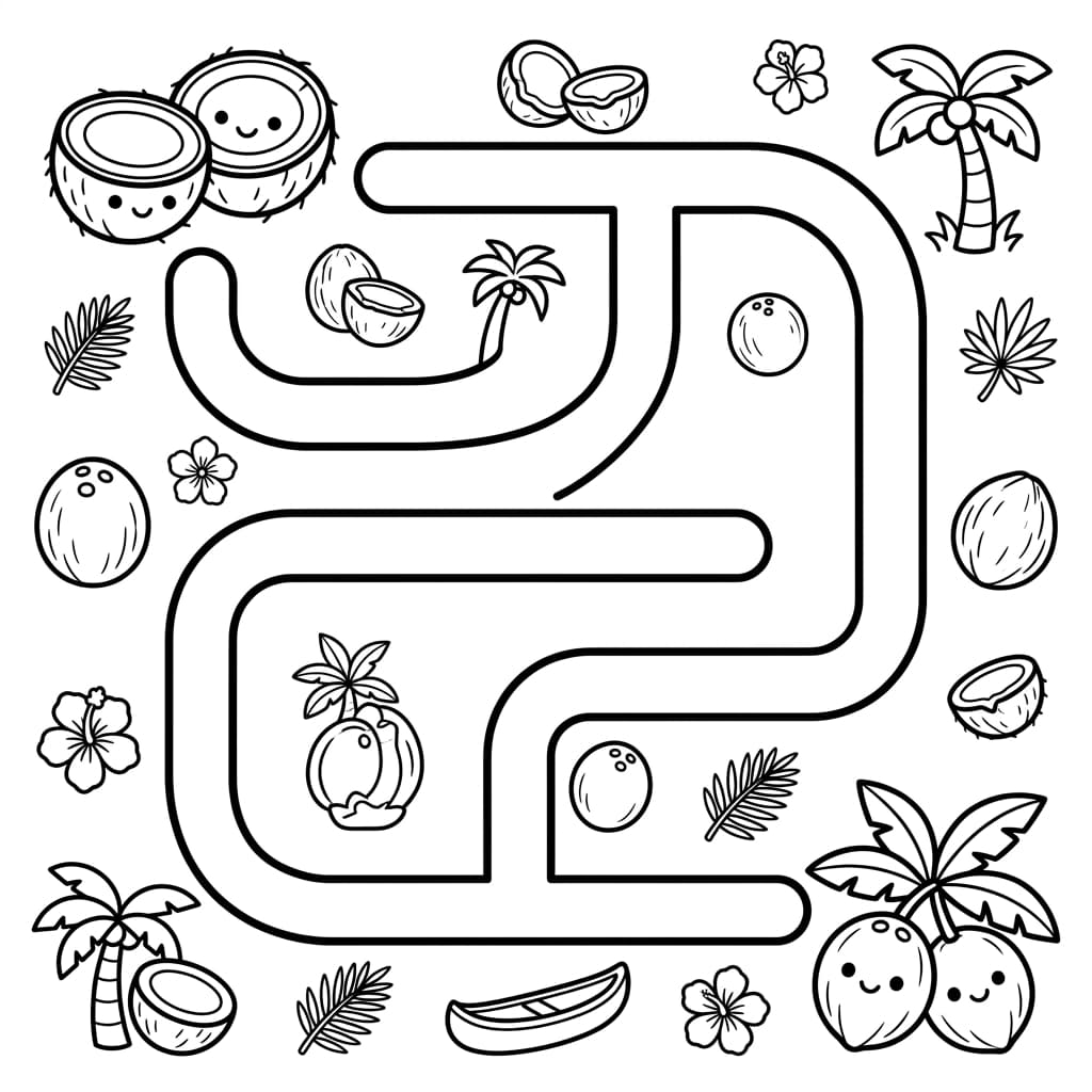 Free Coconut Facts and Coloring Pages for Kids - Printable PDF - Preview Page 4