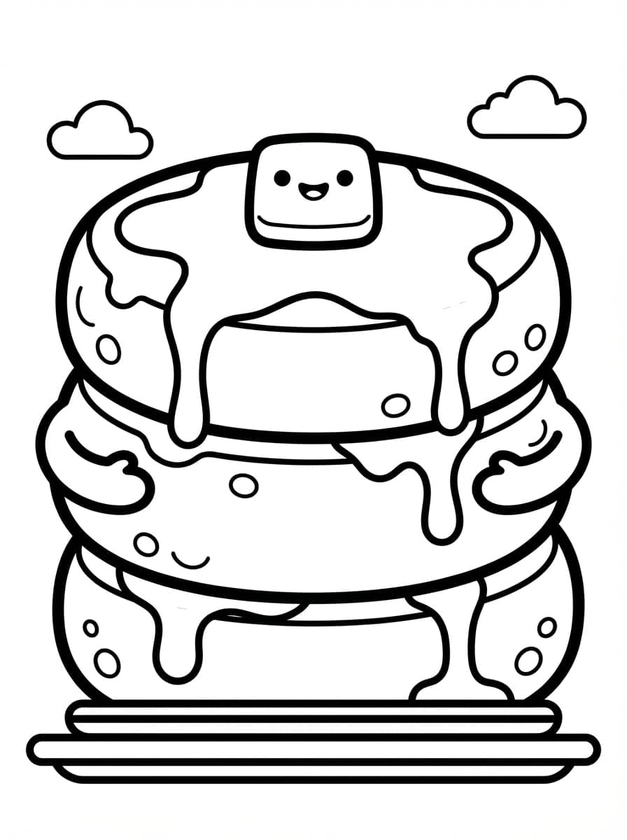 Free Cute Breakfast Food Coloring Pages: Morning Fun - Preview Page 1