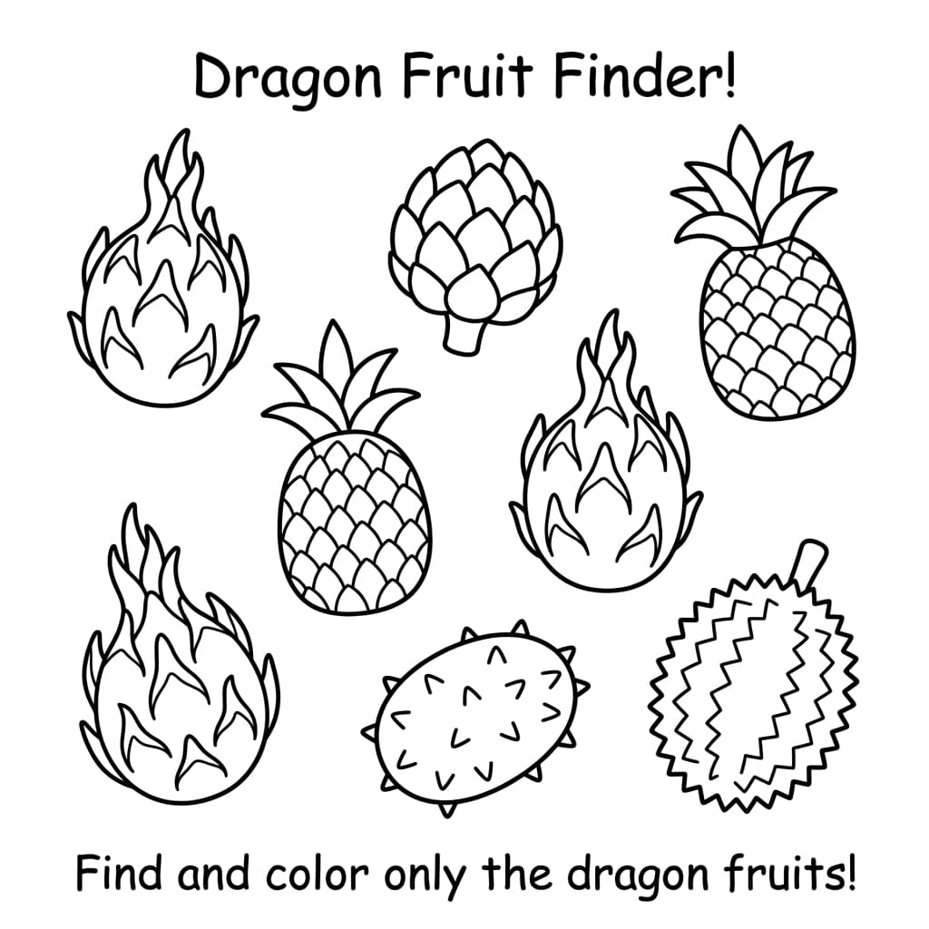 Free Dragon Fruit Facts and Coloring Pages for Kids - Preview Page 3