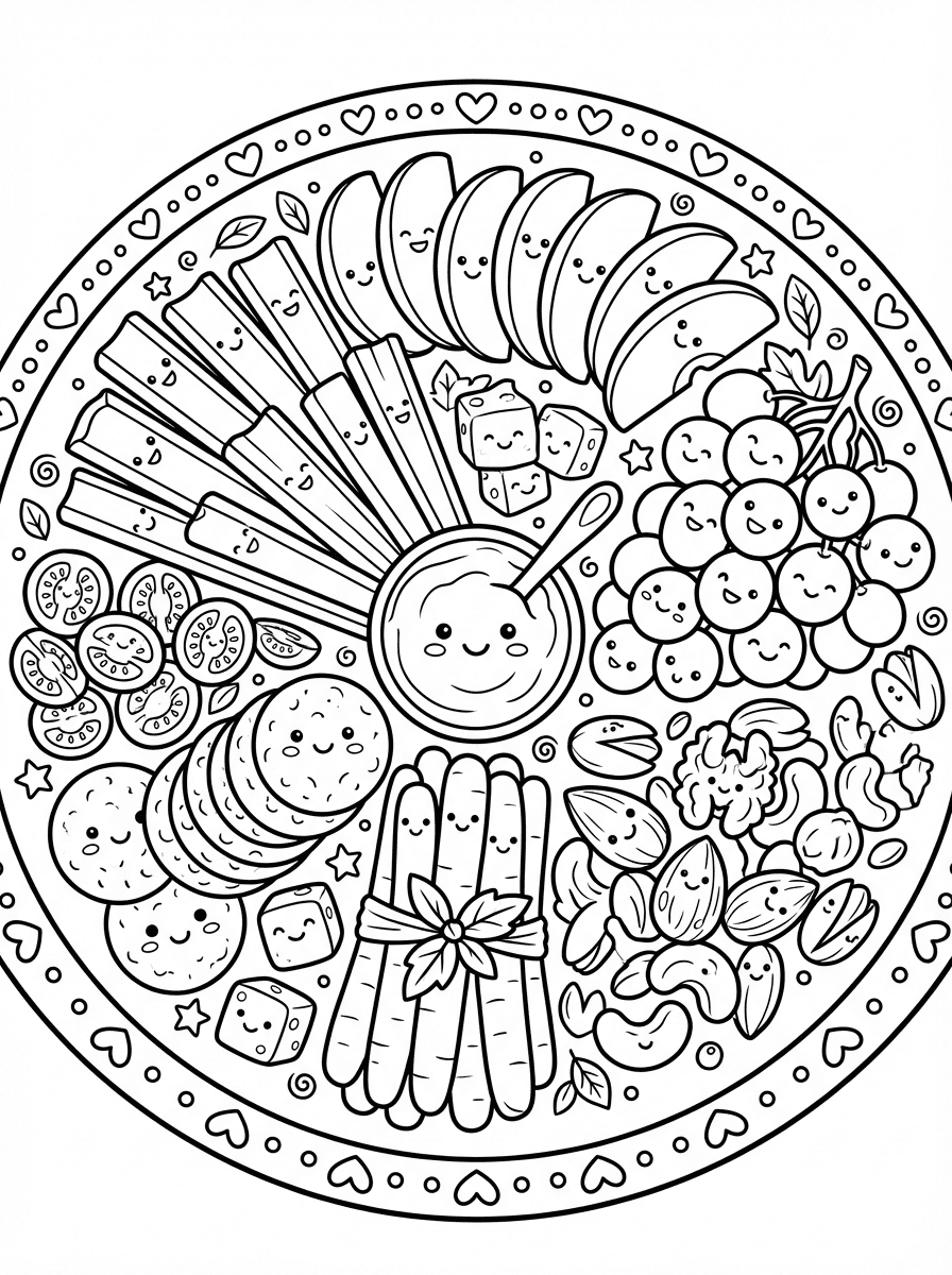 Free Healthy Coloring Pages for Kids - 5 Fun Food Scenes - Preview Page 3