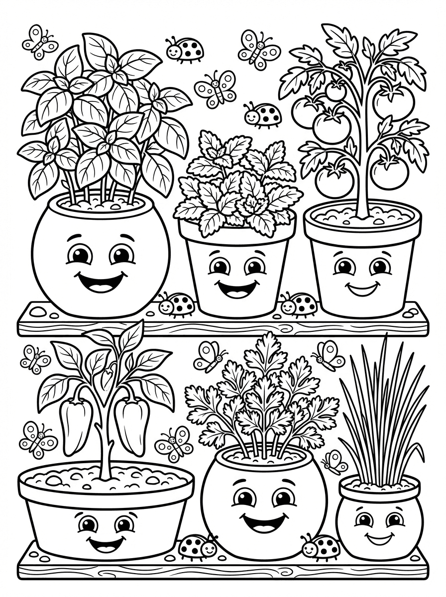 Free Healthy Coloring Pages for Kids - 5 Fun Food Scenes - Preview Page 4