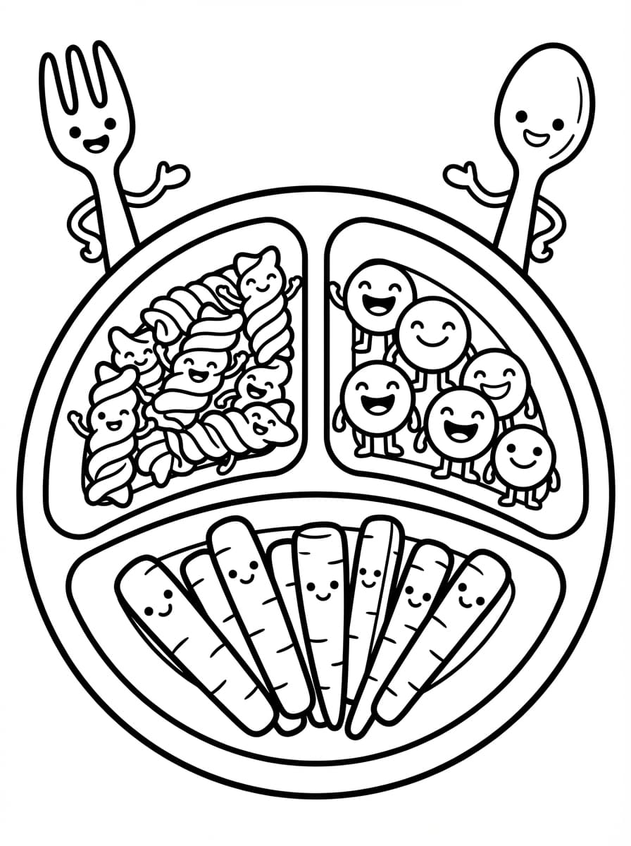 Lunch for Toddlers Coloring Pages - Free Printable Pack - Preview Page 3