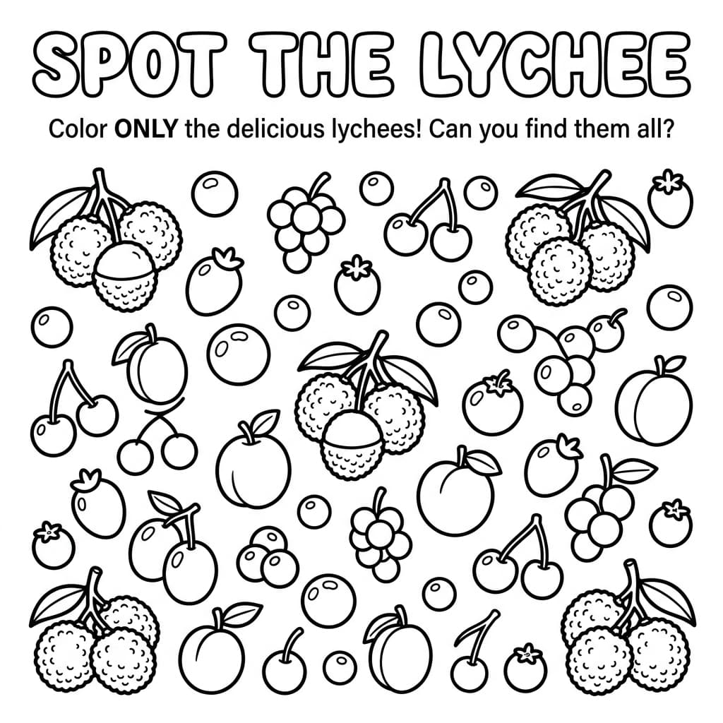 Free Lychee Facts and Coloring Pages for Kids - Preview Page 3