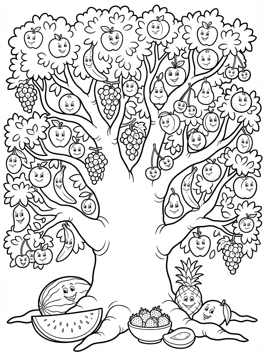 Free Nutrition Coloring Pages - 5 Full-Page Food Groups - Preview Page 1