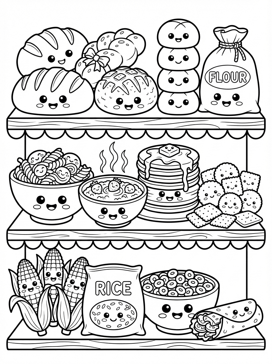 Free Nutrition Coloring Pages - 5 Full-Page Food Groups - Preview Page 2