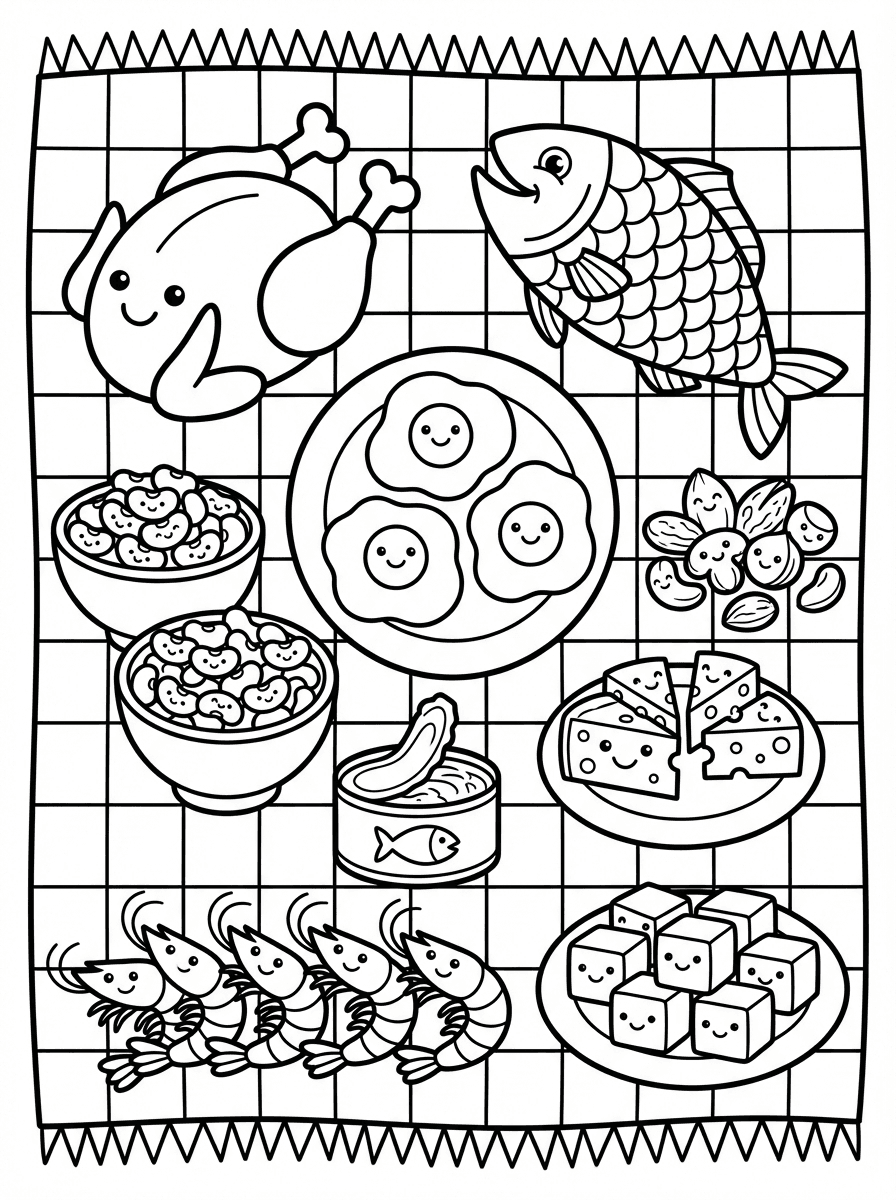 Free Nutrition Coloring Pages - 5 Full-Page Food Groups - Preview Page 4