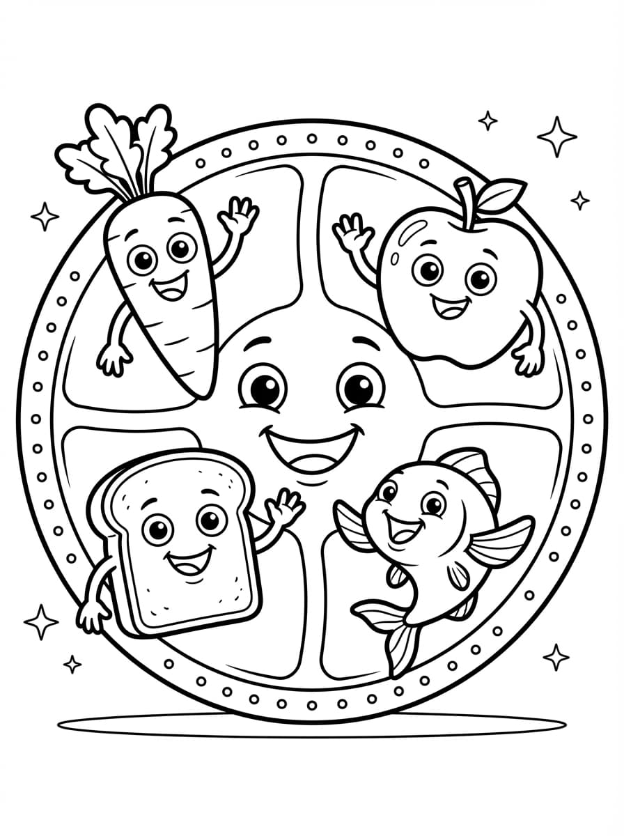 Free Nutrition Coloring Pages for Kids - Printable Pack - Preview Page 1