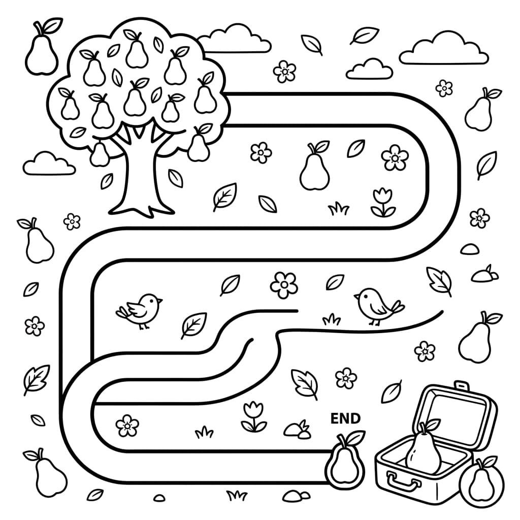 Free Pear Facts and Coloring Pages for Kids - Printable PDF - Preview Page 4