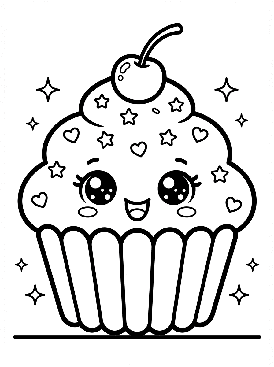 Printable Cute Food Coloring Pages: Free Kawaii Sheets - Preview Page 2