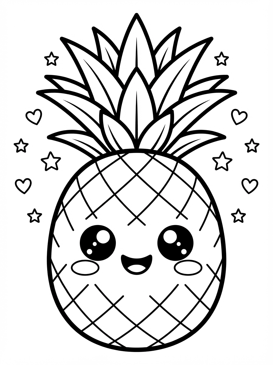 Printable Cute Food Coloring Pages: Free Kawaii Sheets - Preview Page 3