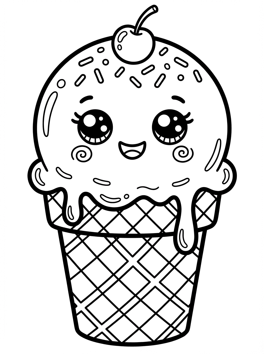 Printable Cute Food Coloring Pages: Free Kawaii Sheets - Preview Page 5