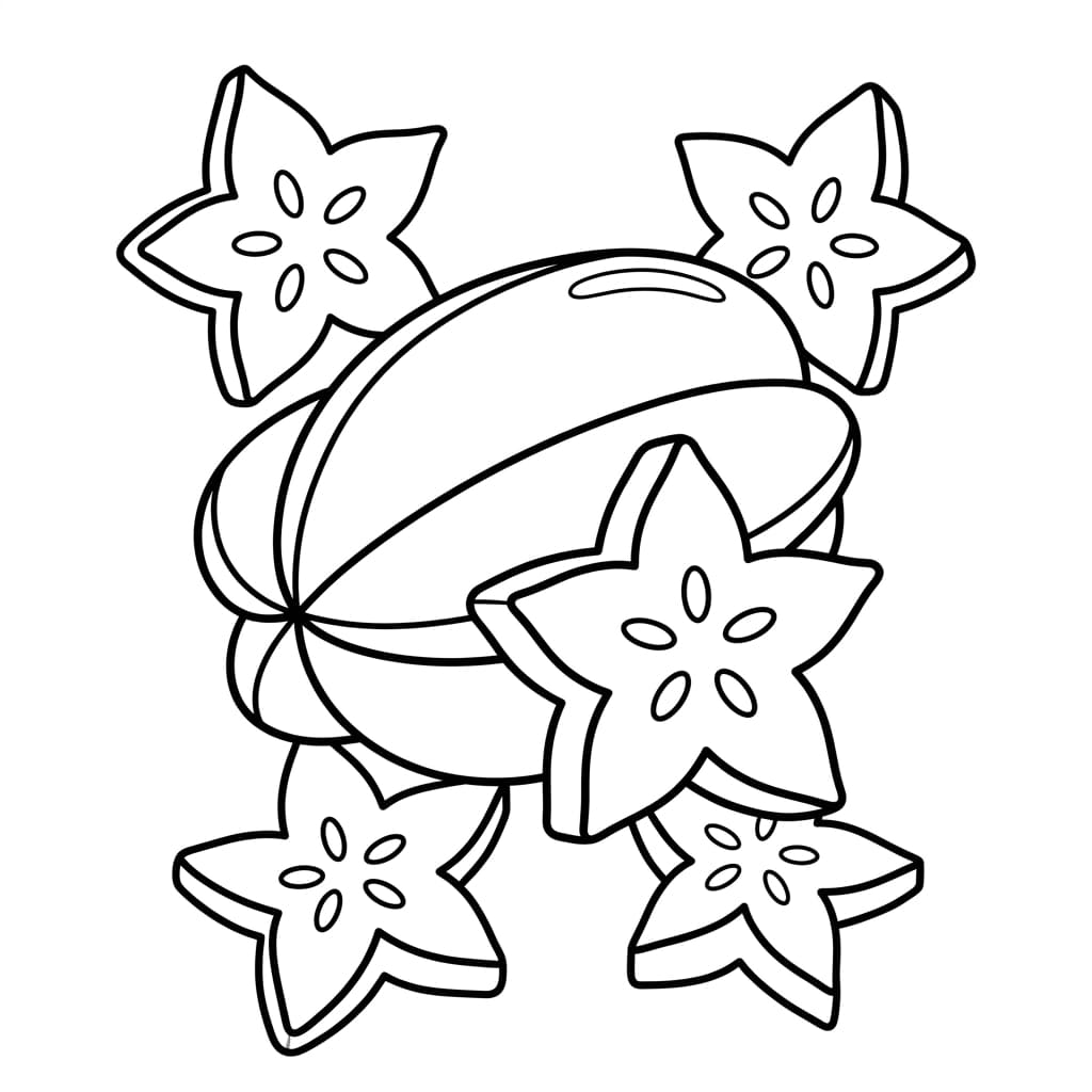 Free Star Fruit Facts and Coloring Pages for Kids - Preview Page 1