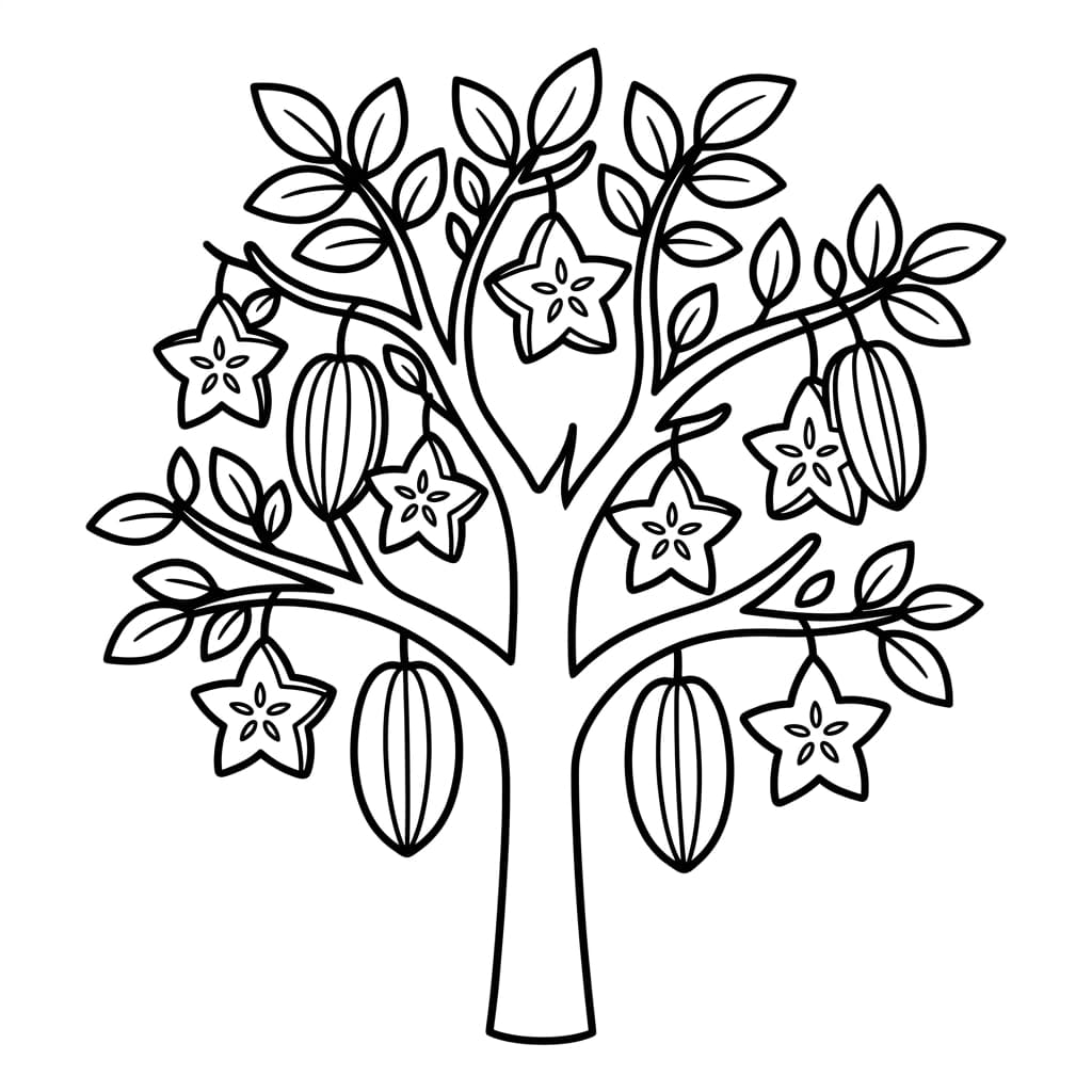 Free Star Fruit Facts and Coloring Pages for Kids - Preview Page 2