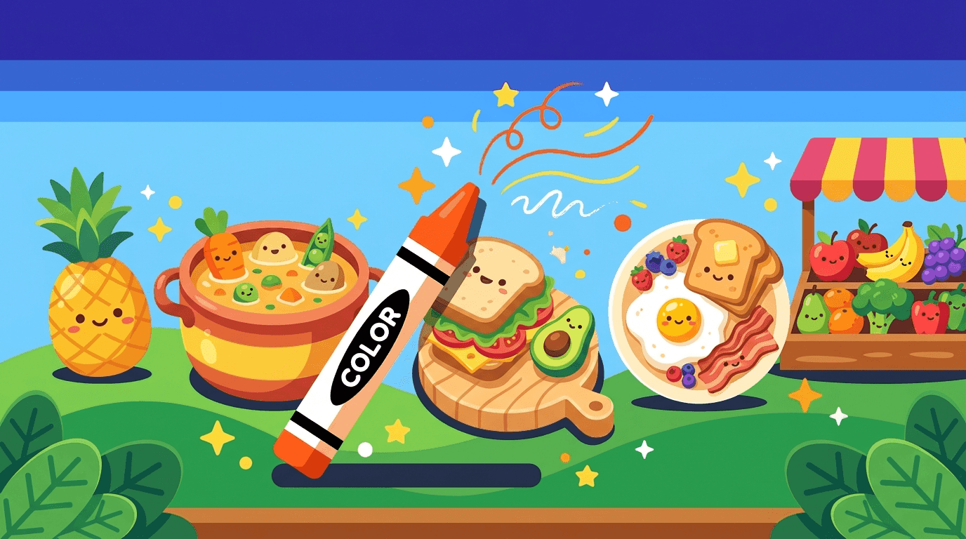 Coloring Pages of Food to Print - 5 Free Printable Scenes