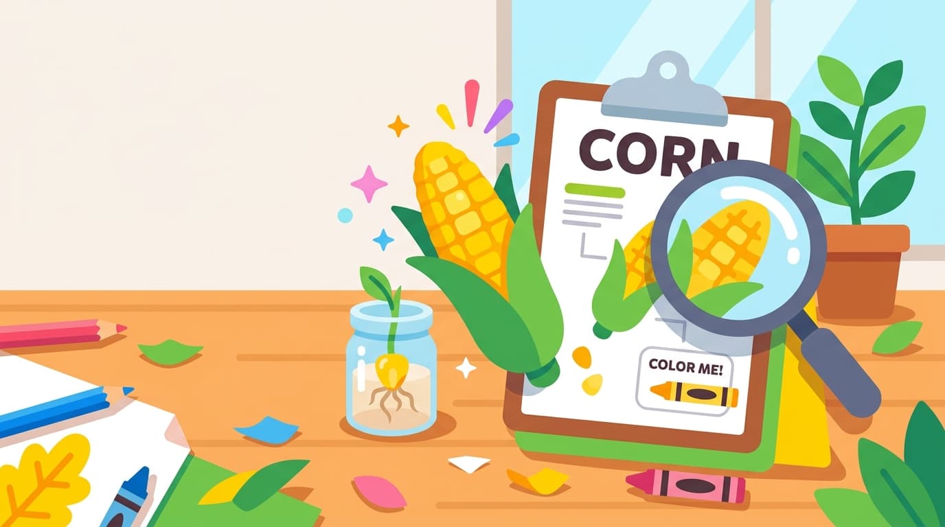 Free Corn Facts and Coloring Pages for Kids - Printable PDF