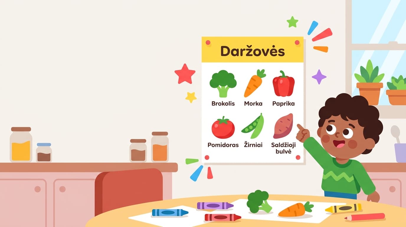 Nemokamas Daržovių Spalvinimo Plakatas Vaikams - PDF