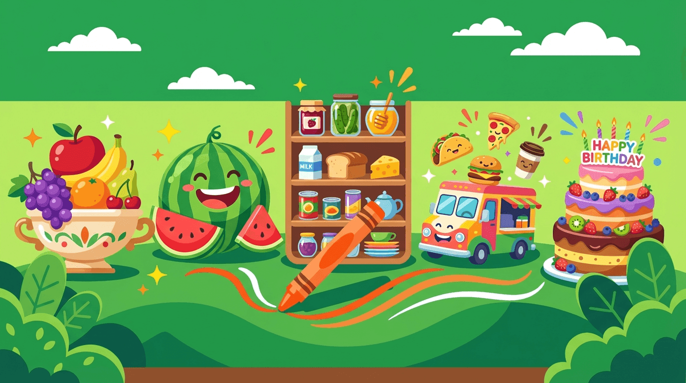 Food Pictures to Color: Free Printable Coloring Sheets