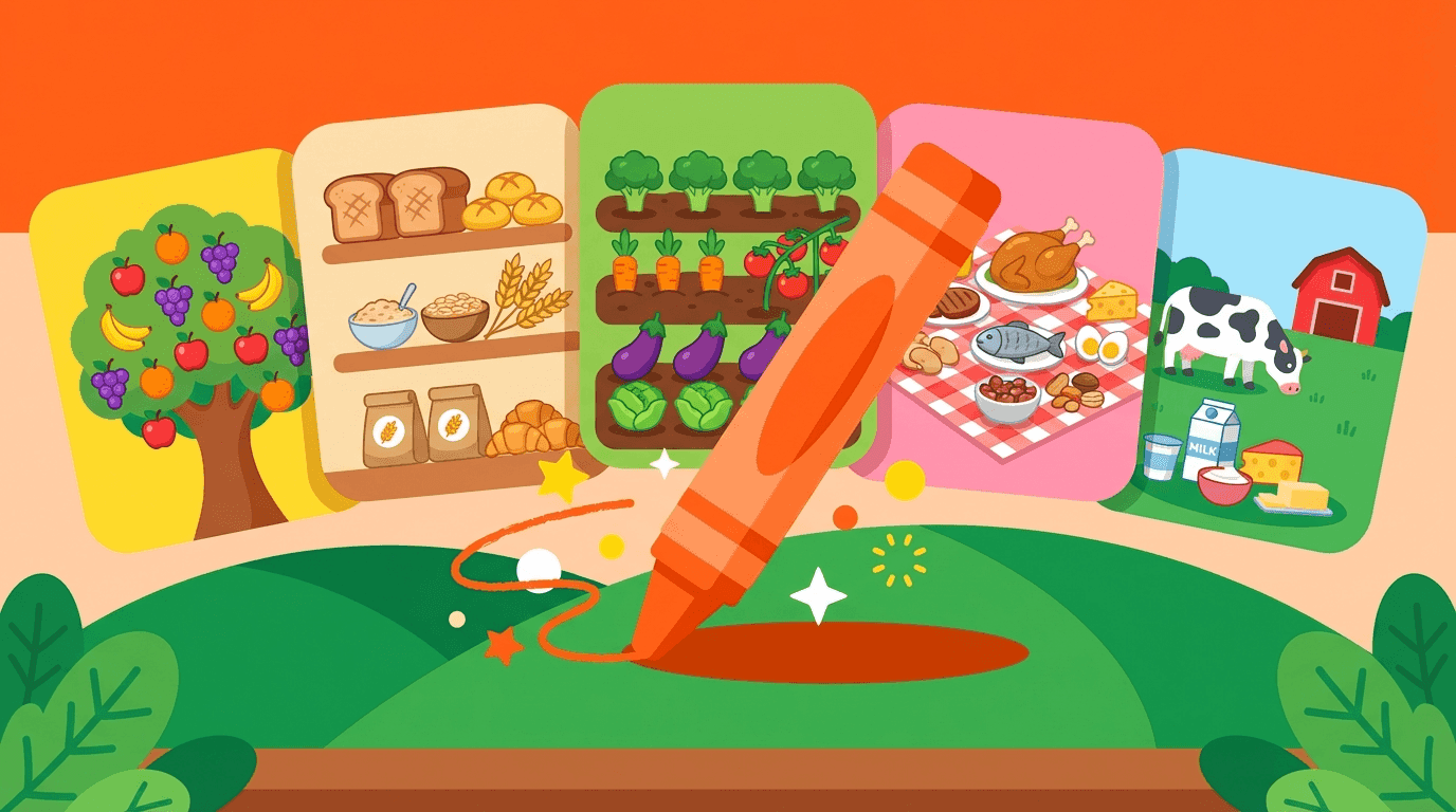 Free Nutrition Coloring Pages - 5 Full-Page Food Groups