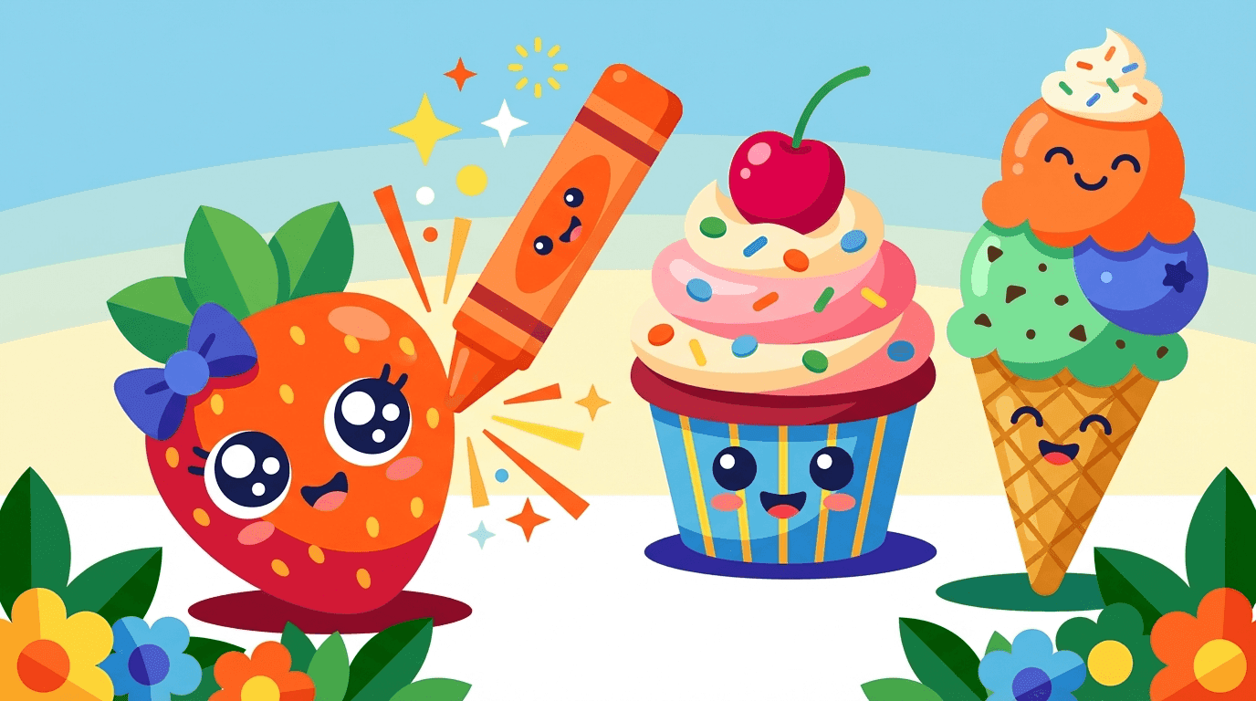 Printable Cute Food Coloring Pages: Free Kawaii Sheets