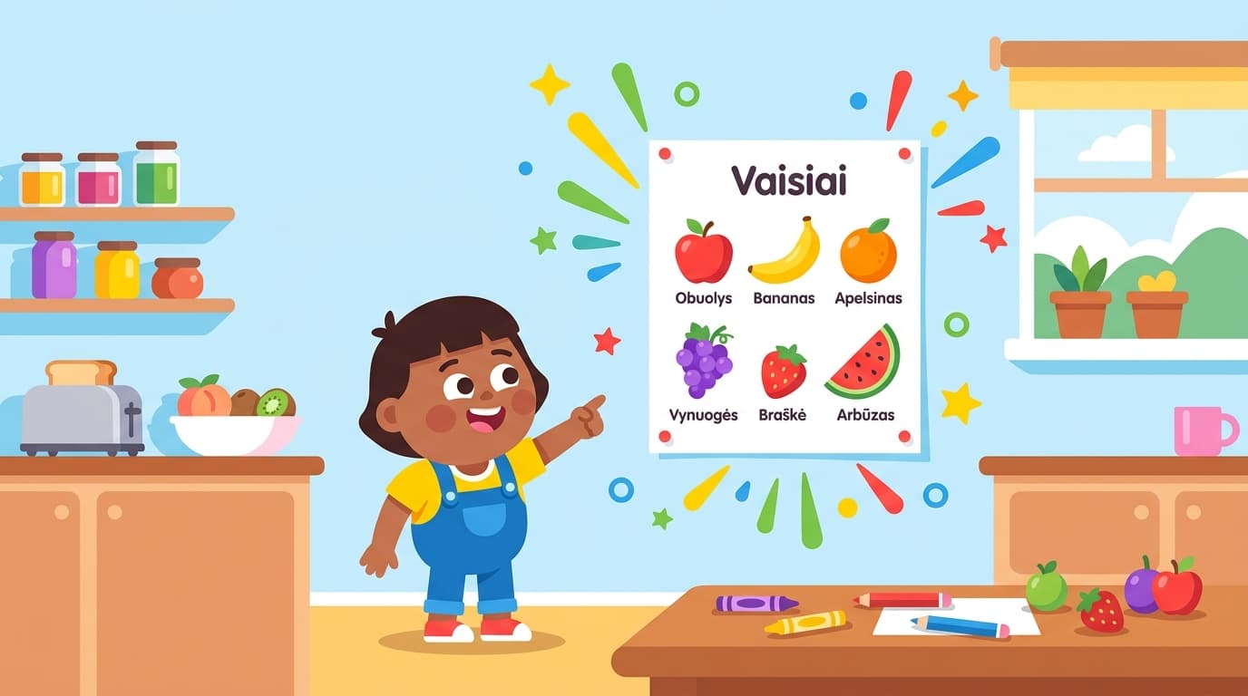 Nemokamas Vaisių Spalvinimo Plakatas Vaikams - PDF