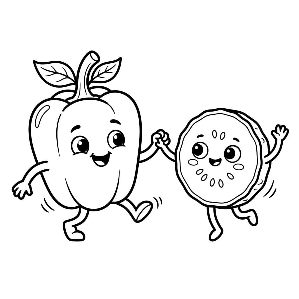 Fun Printables: Colorful Plate of Fruits and Vegetables - Preview Page 2