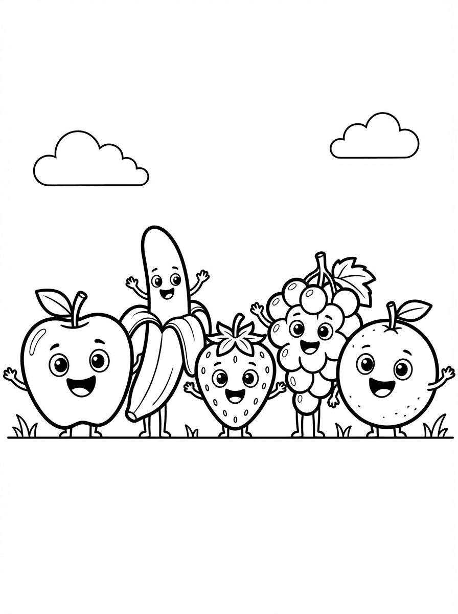 Free Nutrition Coloring Pages for Kids - All Food Groups - Preview Page 1