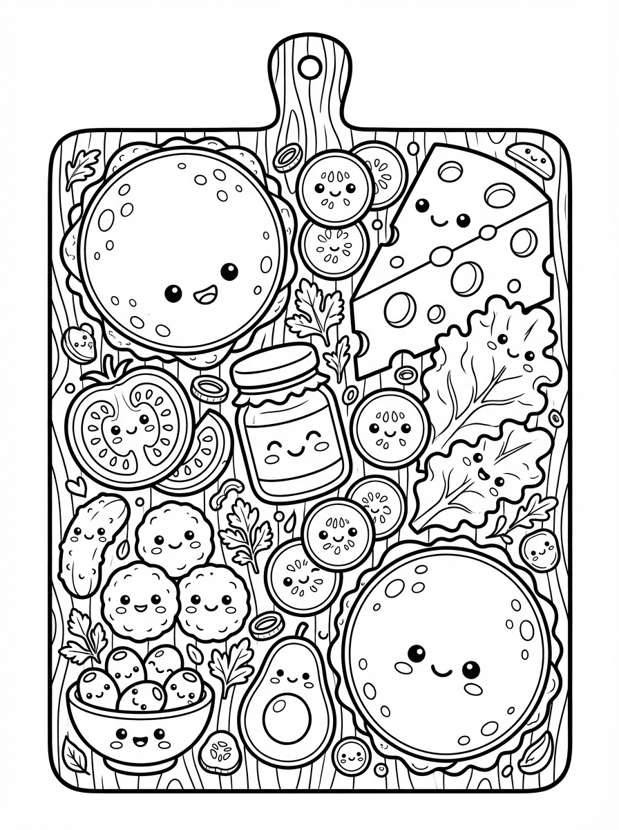 Coloring Pages of Food to Print - 5 Free Printable Scenes - Preview Page 2