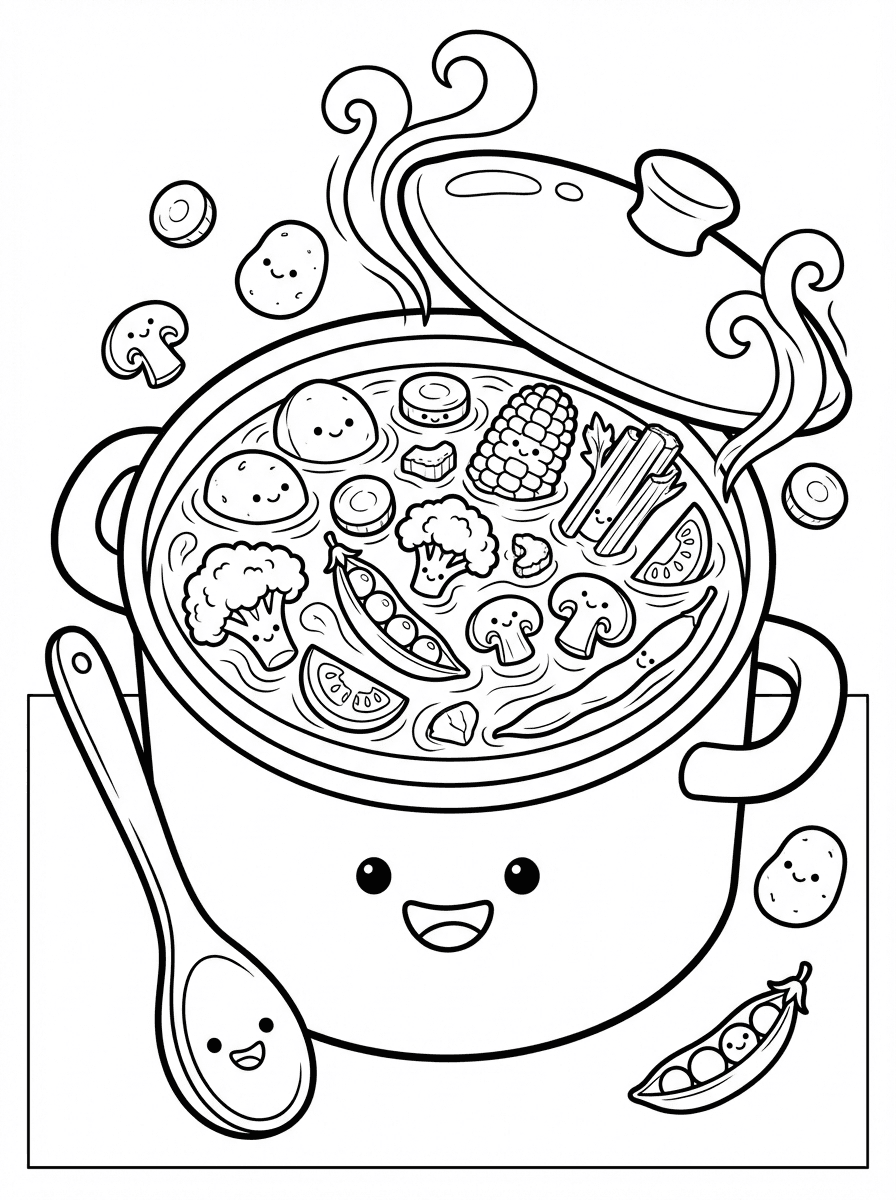Coloring Pages of Food to Print - 5 Free Printable Scenes - Preview Page 3