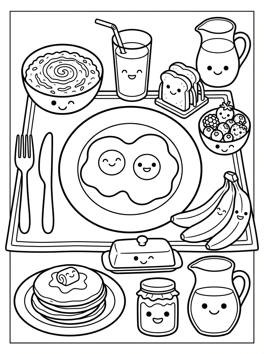 Coloring Pages of Food to Print - 5 Free Printable Scenes - Preview Page 4