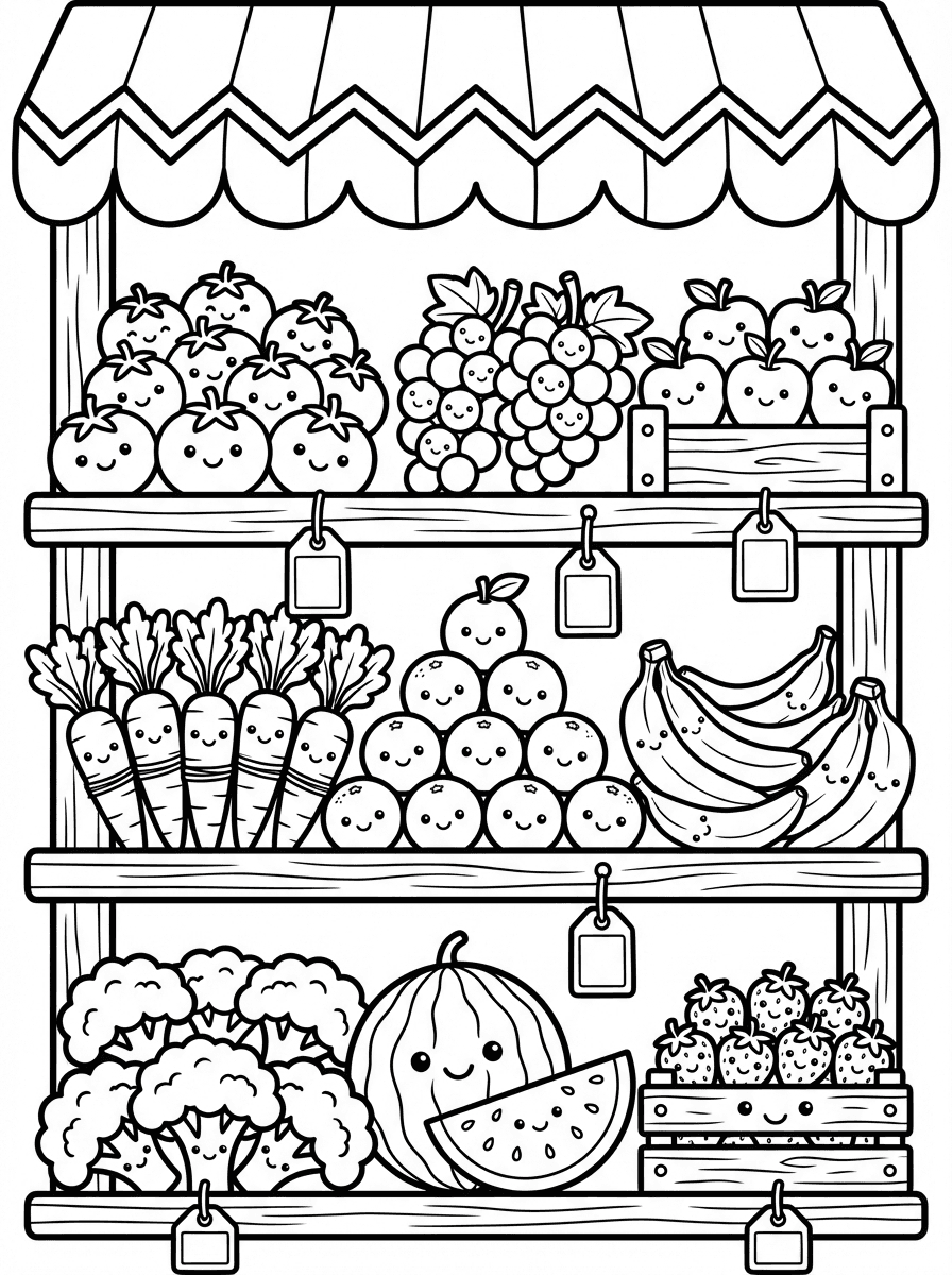 Coloring Pages of Food to Print - 5 Free Printable Scenes - Preview Page 5