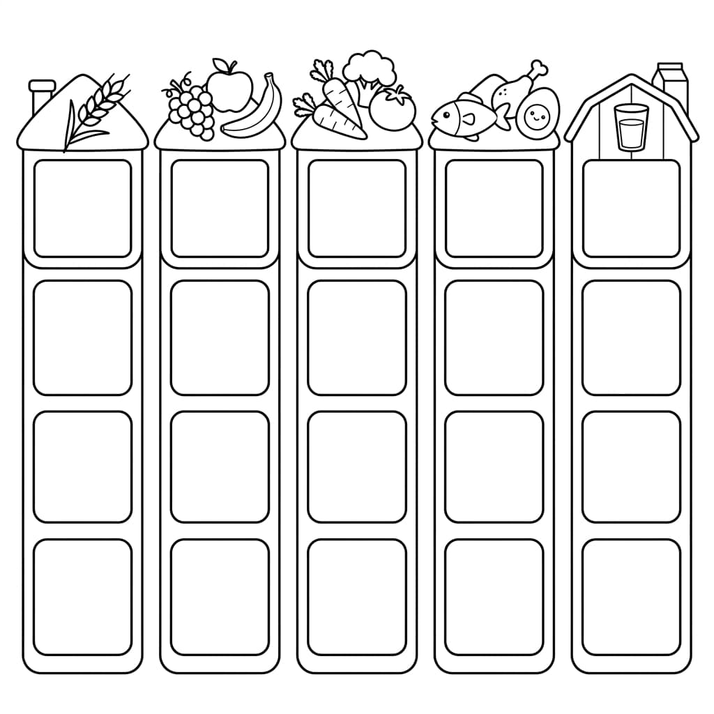 Free Food Groups Worksheets: 5-Column Sorting Game - Preview Page 1
