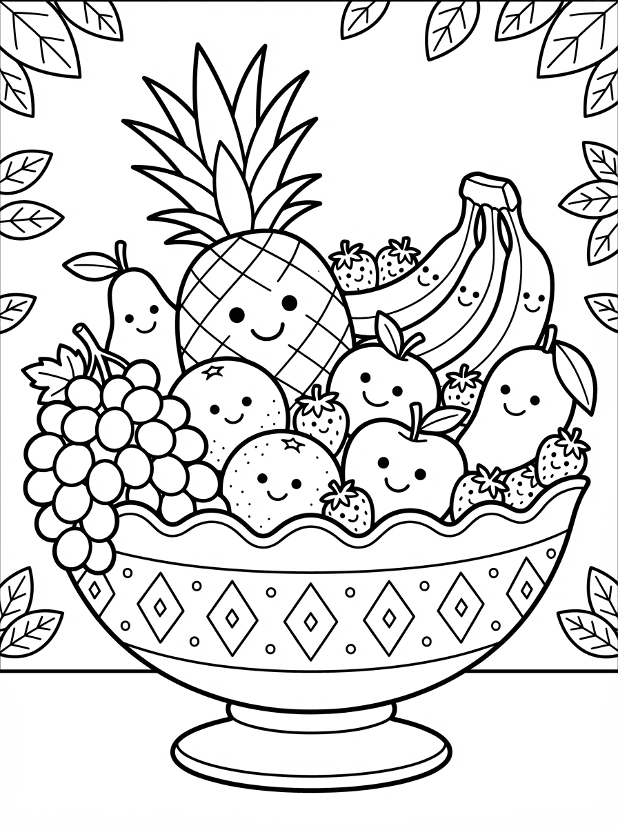 Food Pictures to Color: Free Printable Coloring Sheets - Preview Page 1