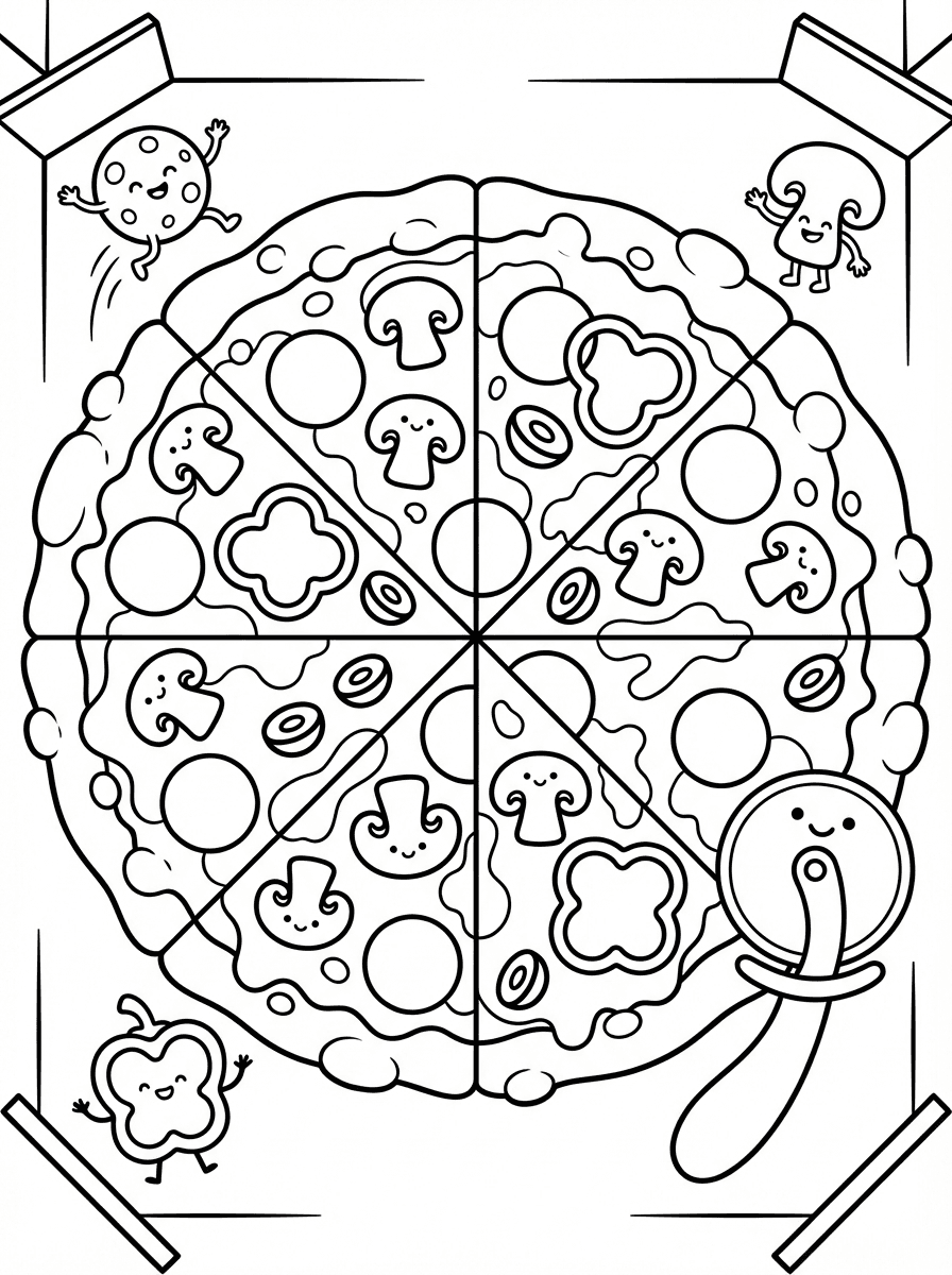 Free Printable Food Coloring Pages - Kids Favorite Meals - Preview Page 1