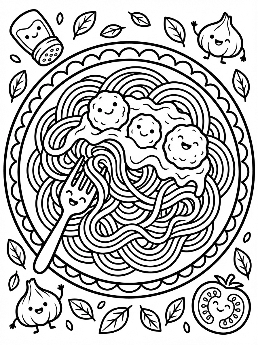 Free Printable Food Coloring Pages - Kids Favorite Meals - Preview Page 2