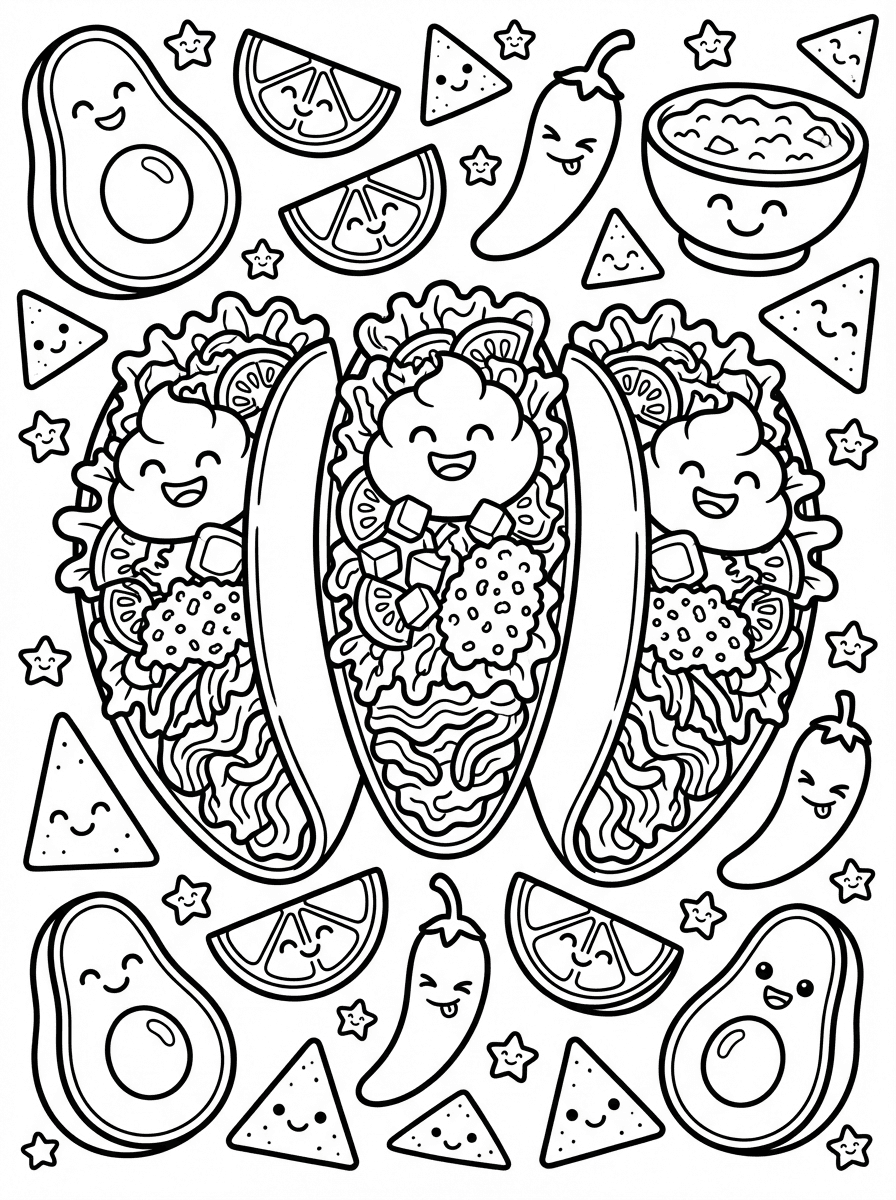 Free Printable Food Coloring Pages - Kids Favorite Meals - Preview Page 3