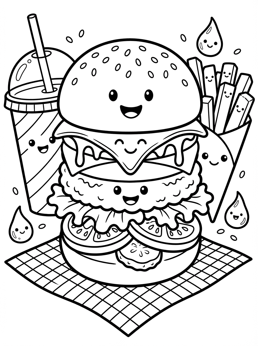Free Printable Food Coloring Pages - Kids Favorite Meals - Preview Page 4