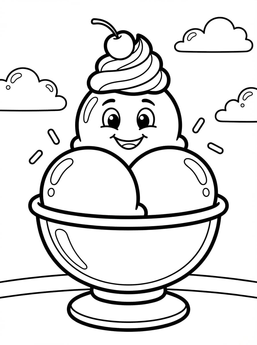 Free Printable Dessert Coloring Pages: Sweet Art Treats - Preview Page 1