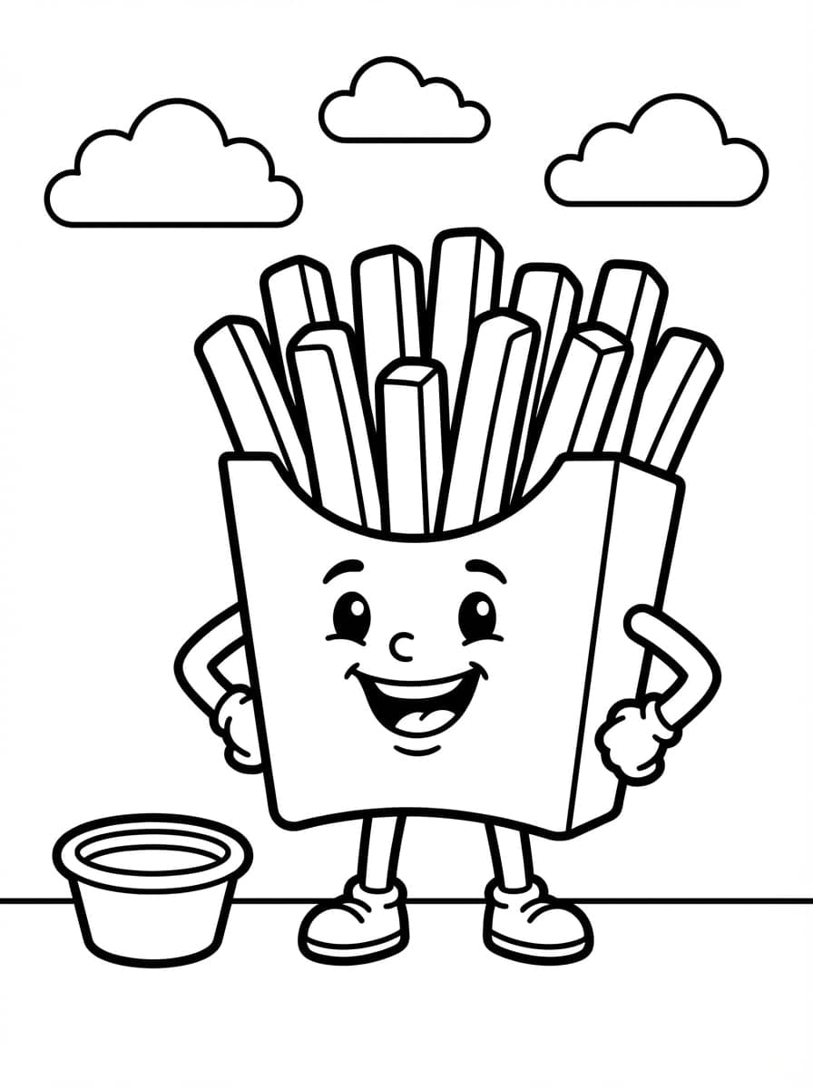 Free Printable Fast Food Coloring Pages: Burger Fun - Preview Page 1