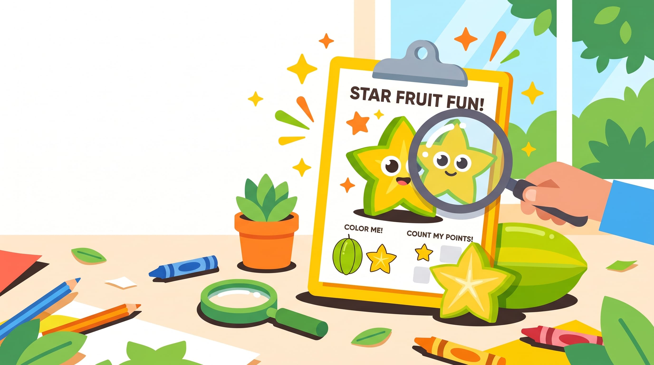 Free Star Fruit Facts and Coloring Pages for Kids